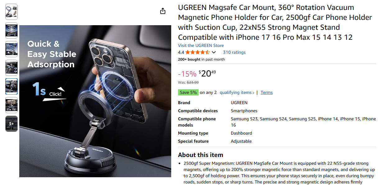 Magnetic Phone Mount (360° Rotation)